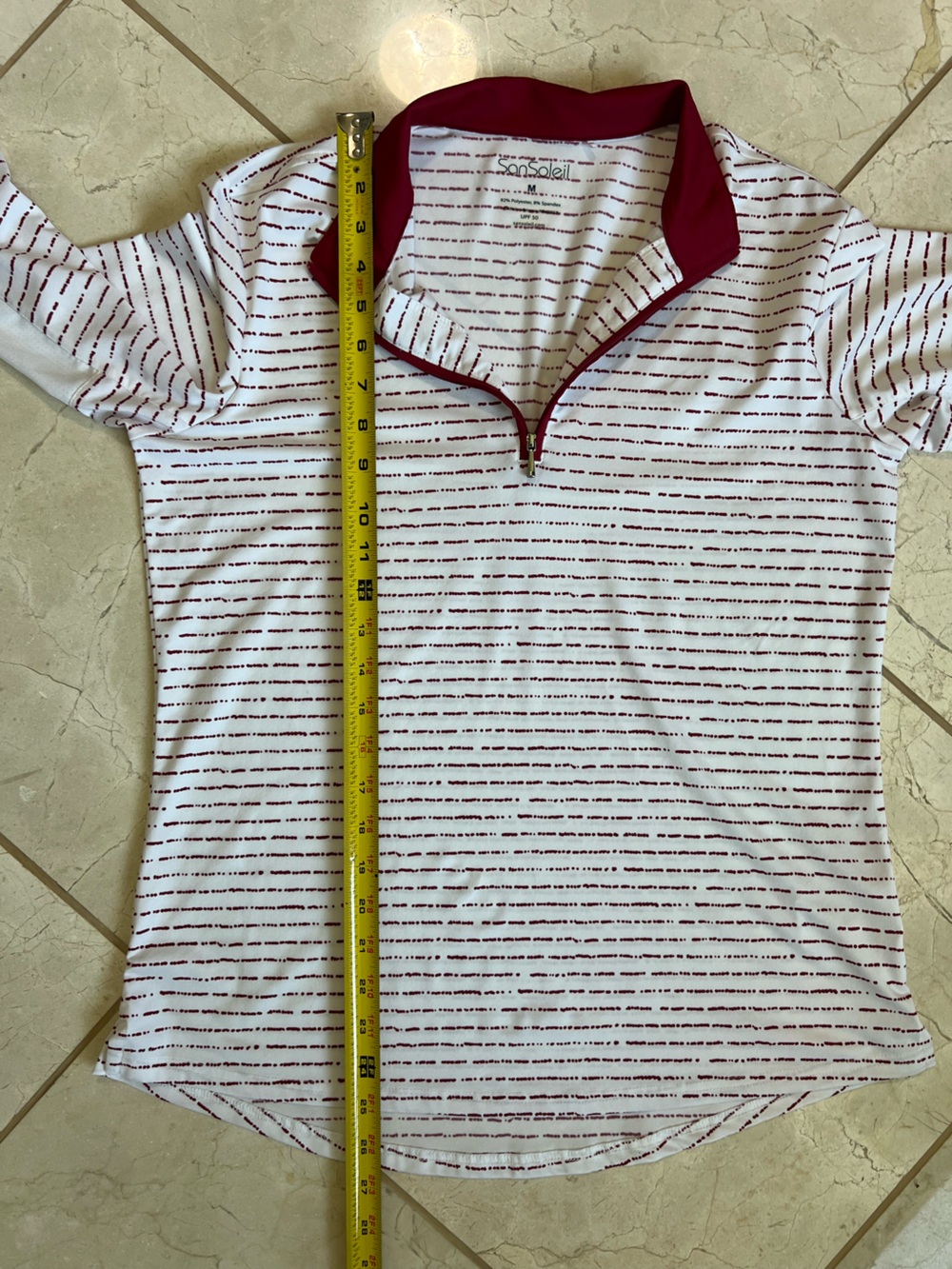 SanSoleil SolShine Outdoor UPF Long-Sleeve Quarter-Zip Top Ruby Red Size M - Picture 6 of 7
